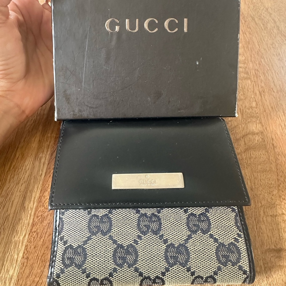 Gucci Black and Gray Monogram Wallet